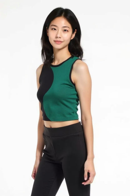 Dual-Tone Wave Crop Top